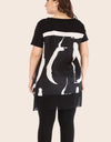Plus Size Contrast Spliced Mesh T-Shirt and Cropped Leggings Set