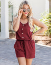 Scoop Neck Wide Strap Romper with Pockets