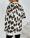 Leopard Open Front Dropped Shoulder Cardigan