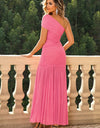 One-Shoulder Ruched Maxi Dress