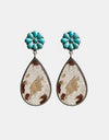 Turquoise Flower Teardrop Earrings