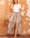 Floral Buttoned Front Slit Skirt
