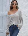 Openwork V-Neck Sweater