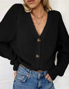 Button Up V-Neck Long Sleeve Cardigan