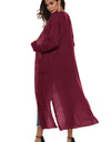 Long Sleeve Open Front Buttoned Cardigan