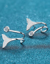 Moissanite Fishtail Rhodium-Plated Earrings