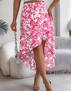 High-Low Printed High Waist Skirt
