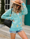 Daisy Pattern Button Front Cardigan