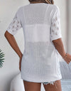 Openwork Open Front Short Sleeve Cardigan