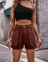 Buttoned Cargo Denim Shorts