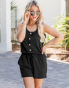 Scoop Neck Wide Strap Romper with Pockets