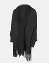 Fringe Open Front Long Sleeve Poncho