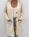 Cable-Knit Button Down Cardigan with Pockets