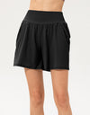 Pocketed Elastic Waist Active Shorts