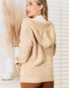 Woven Right Button-Down Long Sleeve Hooded Sweater