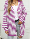 Striped Button Up Long Sleeve Cardigan