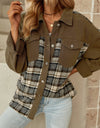 Plaid Collared Denim Jacket