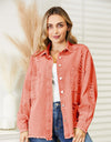 Distressed Raw Hem Denim Jacket