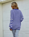 Striped Button Up Long Sleeve Cardigan