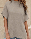 Mock Neck Short Sleeve Sweater