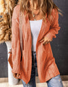 Cable-Knit Dropped Shoulder Slit Cardigan