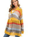 Color Block Openwork Long Sleeve Cardigan