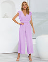 Ruffled Surplice Cap Sleeve Jumpsuit