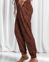 Full Size Leopard Drawstring Pocketed Pants