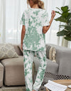 Shiny Tie-Dye Tee and Drawstring Waist Joggers Lounge Set