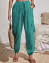 Drawstring Joggers with Cargo Pockets