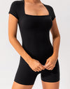Square Neck Cap Sleeve Active Romper