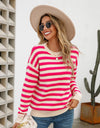 Angel Wings Striped Drop Shoulder Knit Top