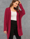 Pocketed Open Front Long Sleeve Cardigan