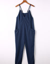 Spaghetti Strap Deep V Jumpsuit with Pockets