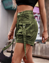 High Waist Denim Cargo Shorts