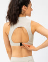 Full Size Cropped Cutout Back Zipper Front Active Tank Top