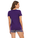 Striped Short Sleeve Top and Shorts Lounge Set