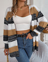 Openwork Striped Open Front Cardigan