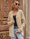 Ribbed Open Front Long Sleeve Cardigan