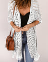 Openwork Open Front Cardigan with Fringes