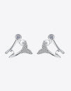 Moissanite Fishtail Rhodium-Plated Earrings