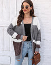 Color Block Open Front Cardigan