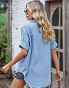 Collared Neck Denim Jacket with Pockets