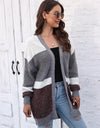 Color Block Open Front Cardigan