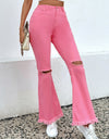 Distressed Raw Hem Bootcut Jeans