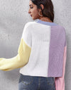 Color Block Ribbed Long Sleeve Cardigan