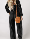 Square Neck Raglan Sleeve Jumpsuit with Pocket