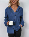 Button-Down Long Sleeve Hooded Sweater
