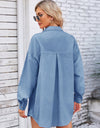 Pocketed Snap Down Dropped Shoulder Denim Shacket