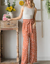 Heimish Full Size Printed Tied Straight Casual Pants